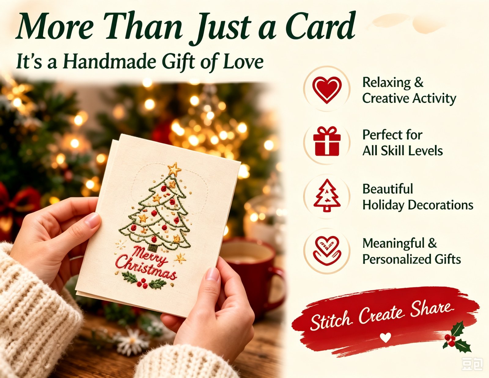 🌲Weihnachtskarte zum Selbermachen mit Handstickerei | Sticken Sie sich in Weihnachtsstimmung ✨ 🎁