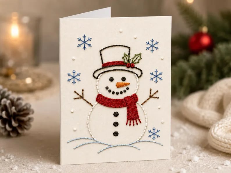🌲Weihnachtskarte zum Selbermachen mit Handstickerei | Sticken Sie sich in Weihnachtsstimmung ✨ 🎁