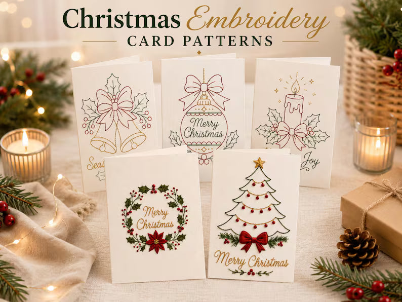 🌲Weihnachtskarte zum Selbermachen mit Handstickerei | Sticken Sie sich in Weihnachtsstimmung ✨ 🎁