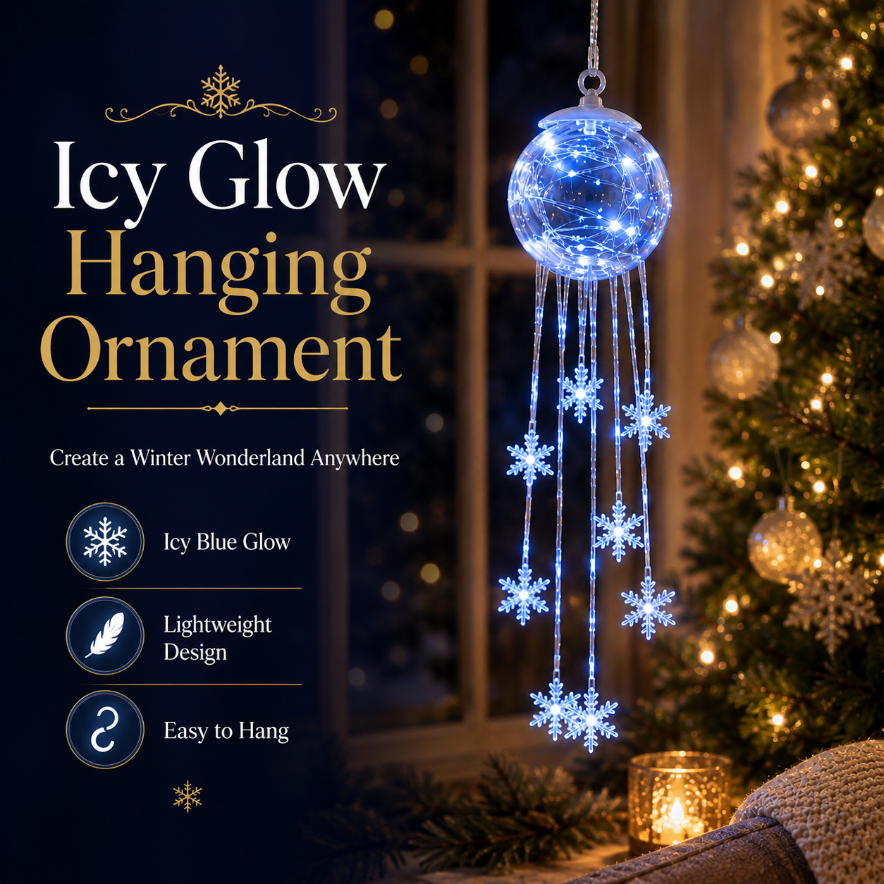 Icy Glow Hanging Ornament kristallkugel schneeflocken kaskade