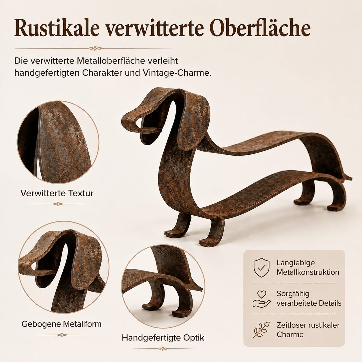 Rustikale Dackel-Metallskulptur