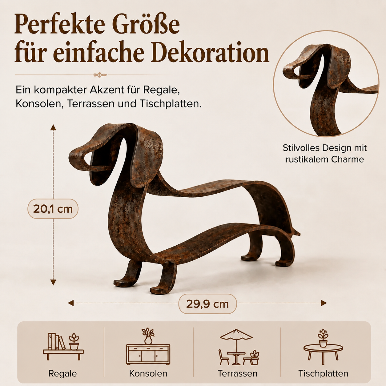 Rustikale Dackel-Metallskulptur