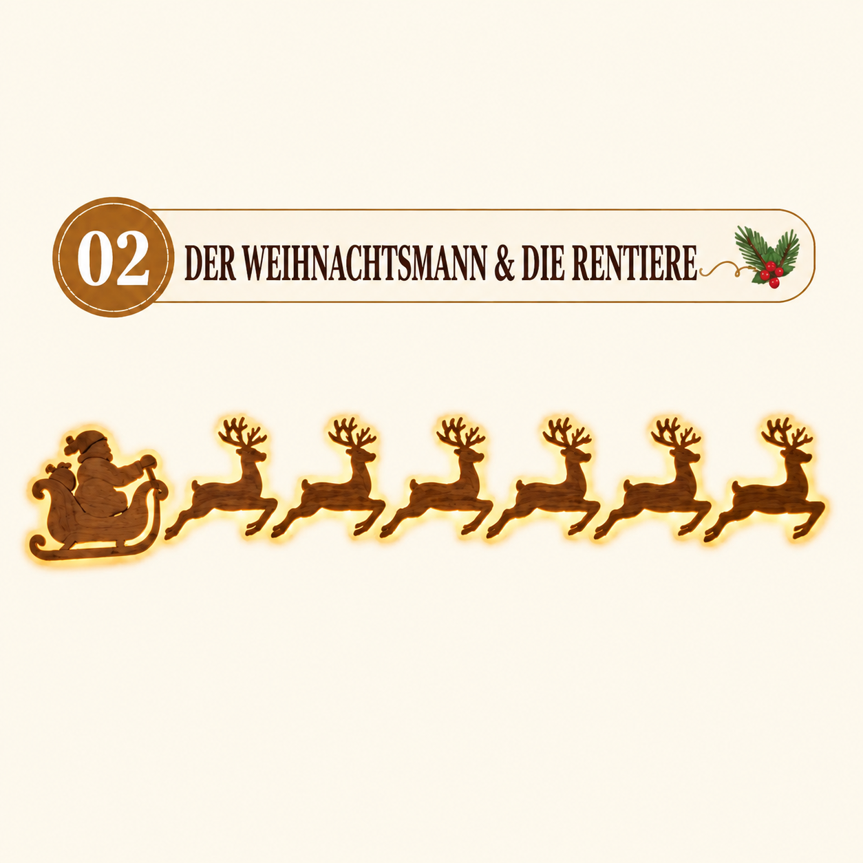 LED-Wanddekorationen mit Rentieren – festliche Weihnachtsbeleuchtung
