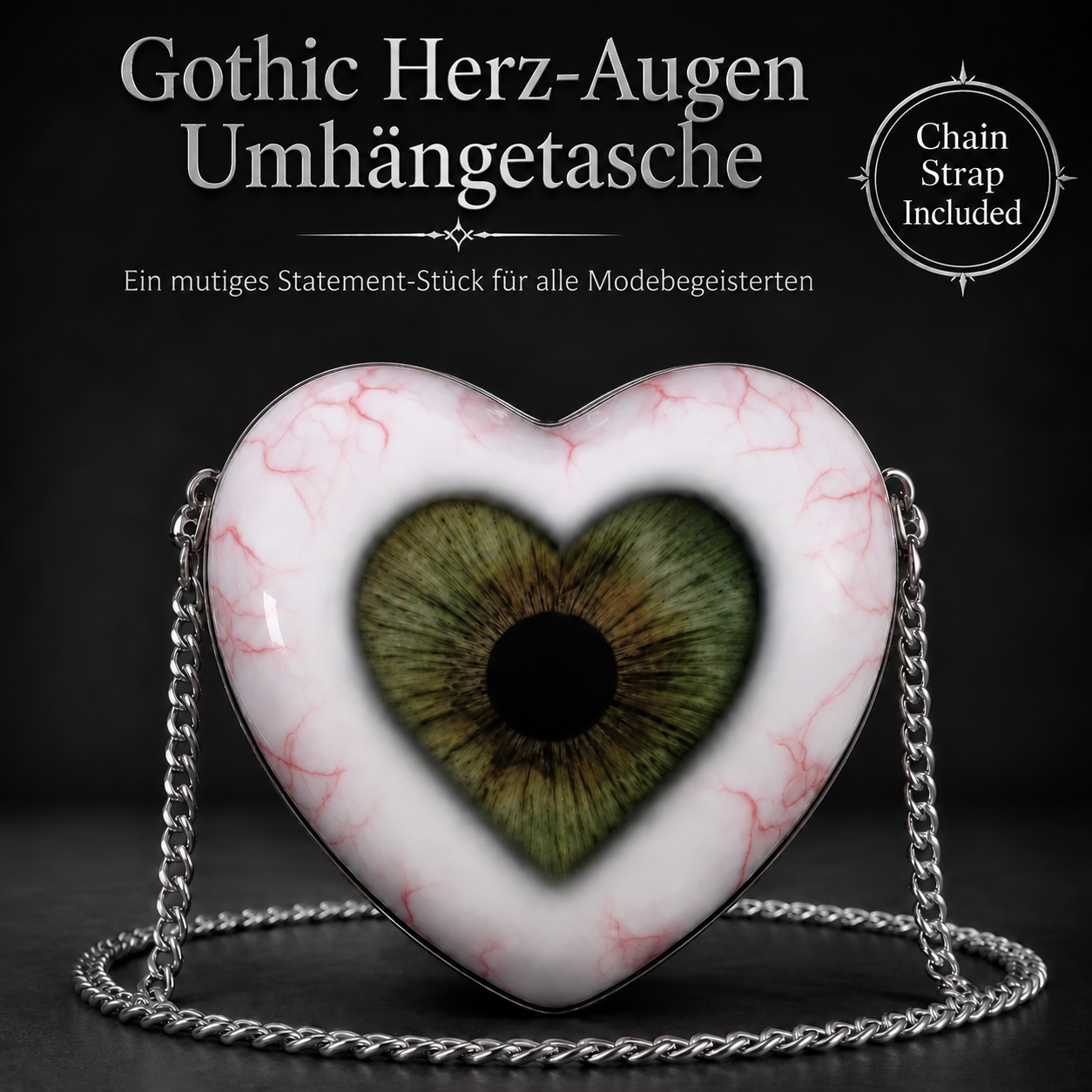   🖤👁 Auffällige Umhängetasche mit gotischem Herzmotiv