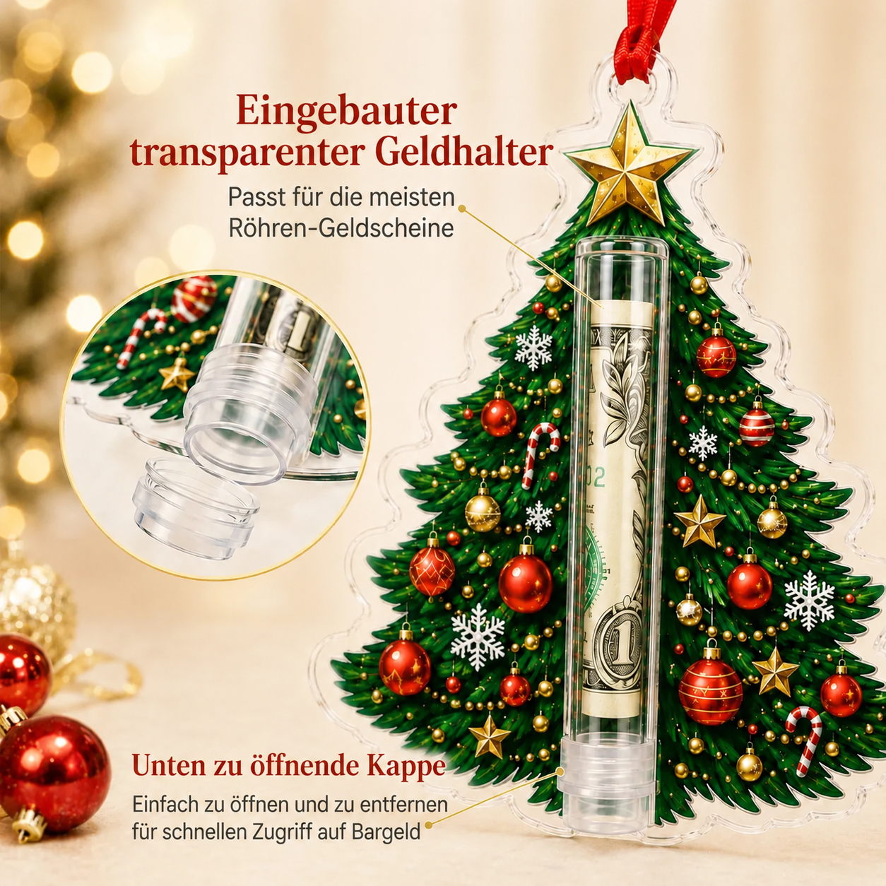 Integrierter Geldhalter f&uuml;r den Weihnachtsanh&auml;nger