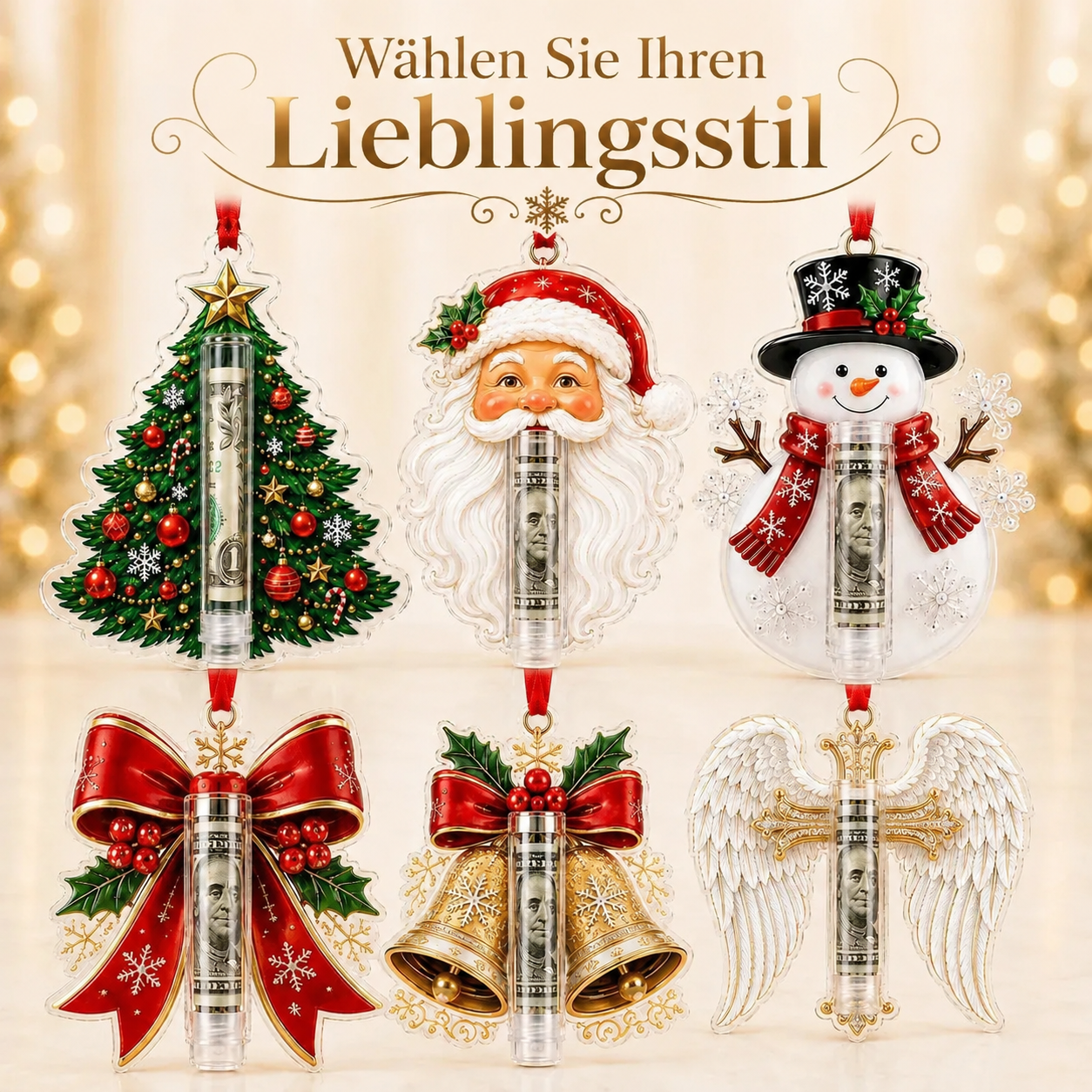 Weihnachts-Geldhalter-Anh&auml;nger Stile