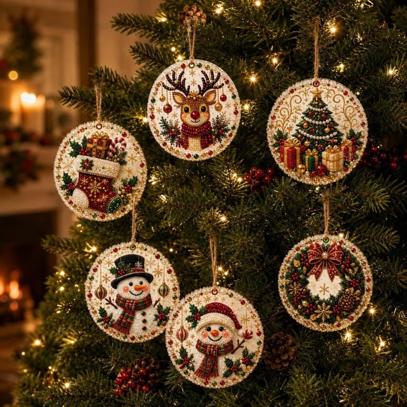   Weihnachts-Bastelset für Diamantmalerei-Anhänger – Basteldekoration zum Aufhängen am Weihnachtsbaum