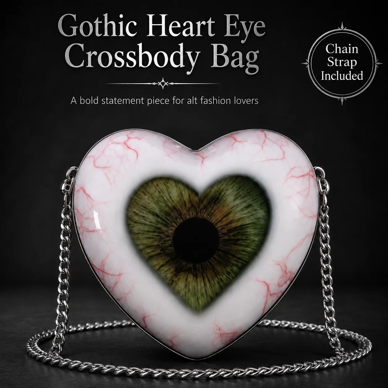   🖤👁 Auffällige Umhängetasche mit gotischem Herzmotiv