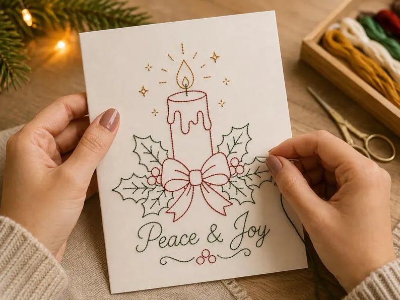 🌲Weihnachtskarte zum Selbermachen mit Handstickerei | Sticken Sie sich in Weihnachtsstimmung ✨ 🎁