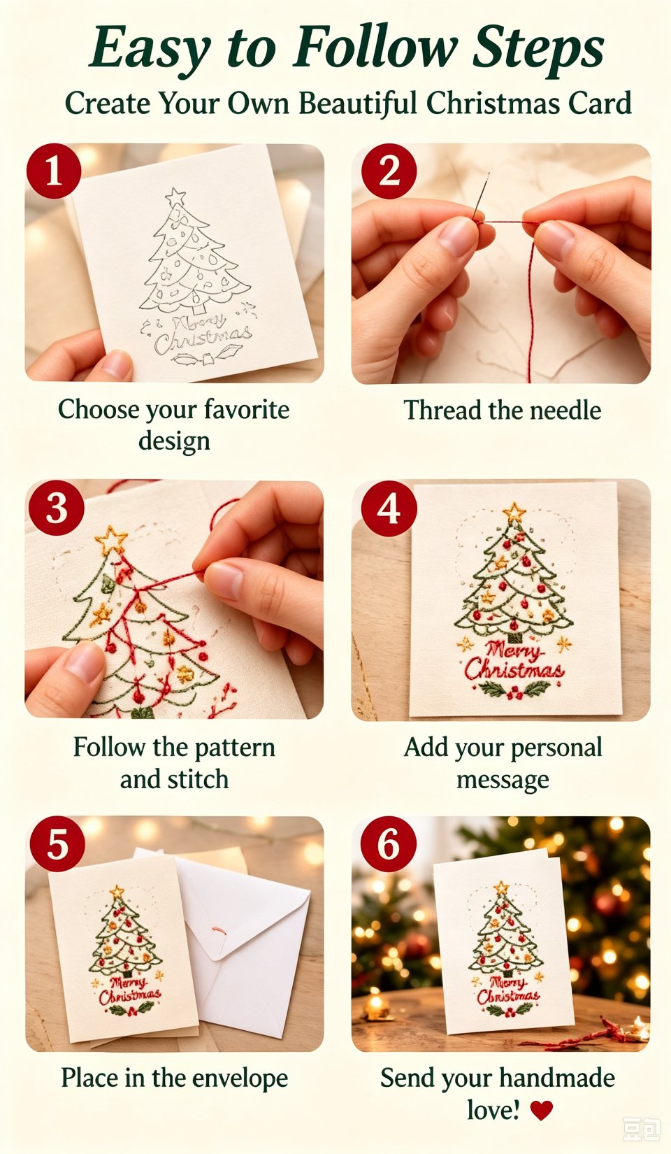 🌲Weihnachtskarte zum Selbermachen mit Handstickerei | Sticken Sie sich in Weihnachtsstimmung ✨ 🎁
