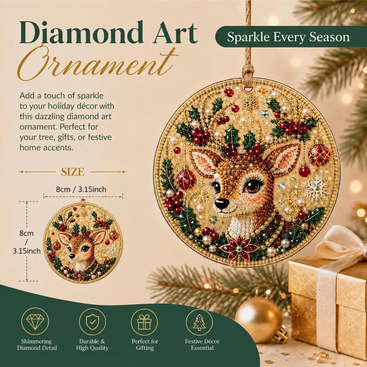  Weihnachts-Bastelset für Diamantmalerei-Anhänger – Basteldekoration zum Aufhängen am Weihnachtsbaum