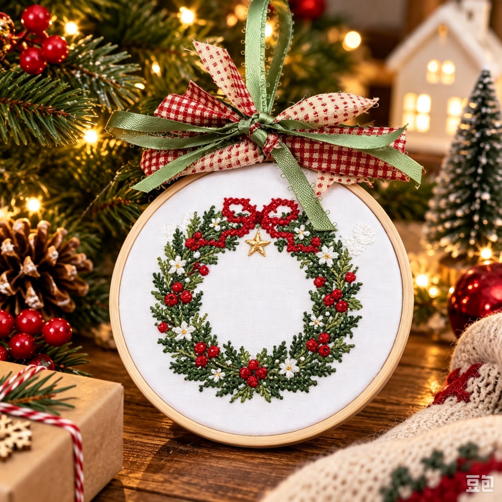   🎄Komplettes DIY-Set für gestickte Weihnachtsanhänger