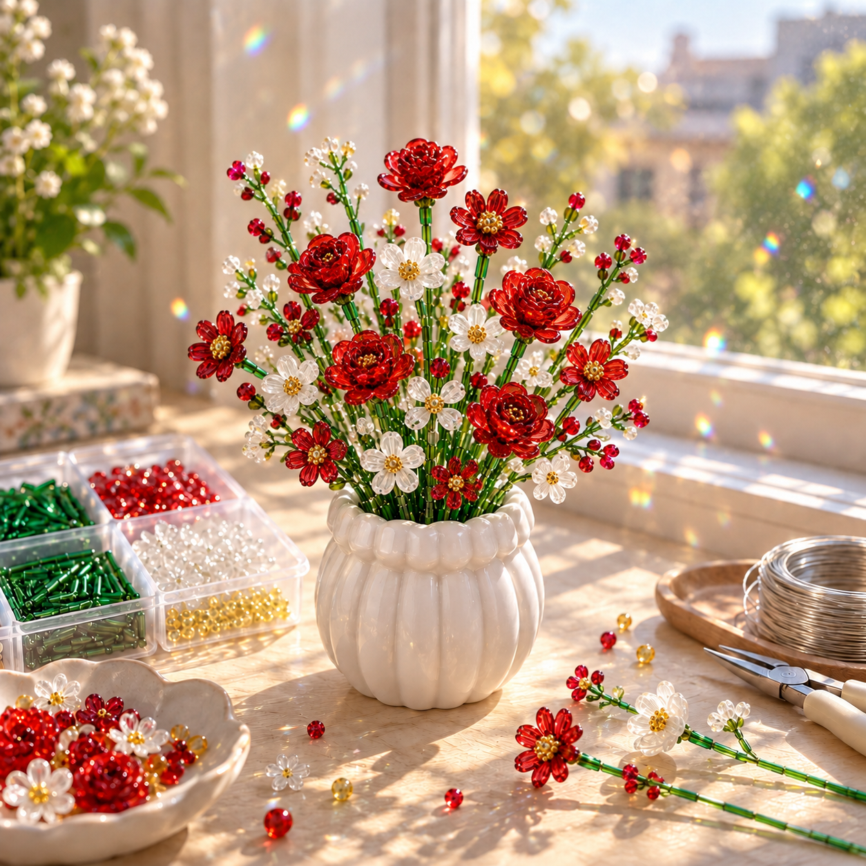 ⏳ Letzter Tag: 49 % Rabatt – 🌼✨DIY-Set für einen Wildblumenstrauß aus Perlen – Handgefertigtes Bastelset mit Kristallblumen🌸✨