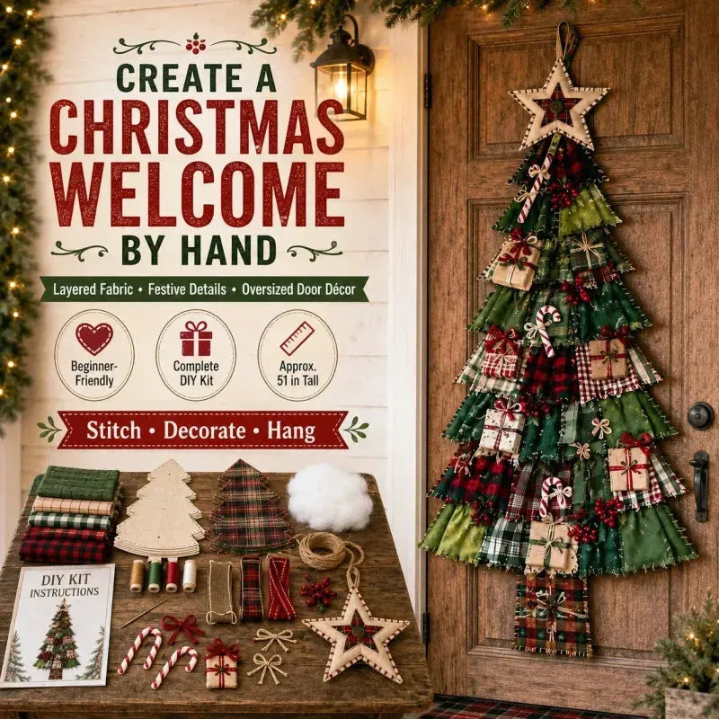 🎄 DIY-Patchwork-Weihnachtsbaum-Türschmuck | Rustikale Weihnachtsdekoration