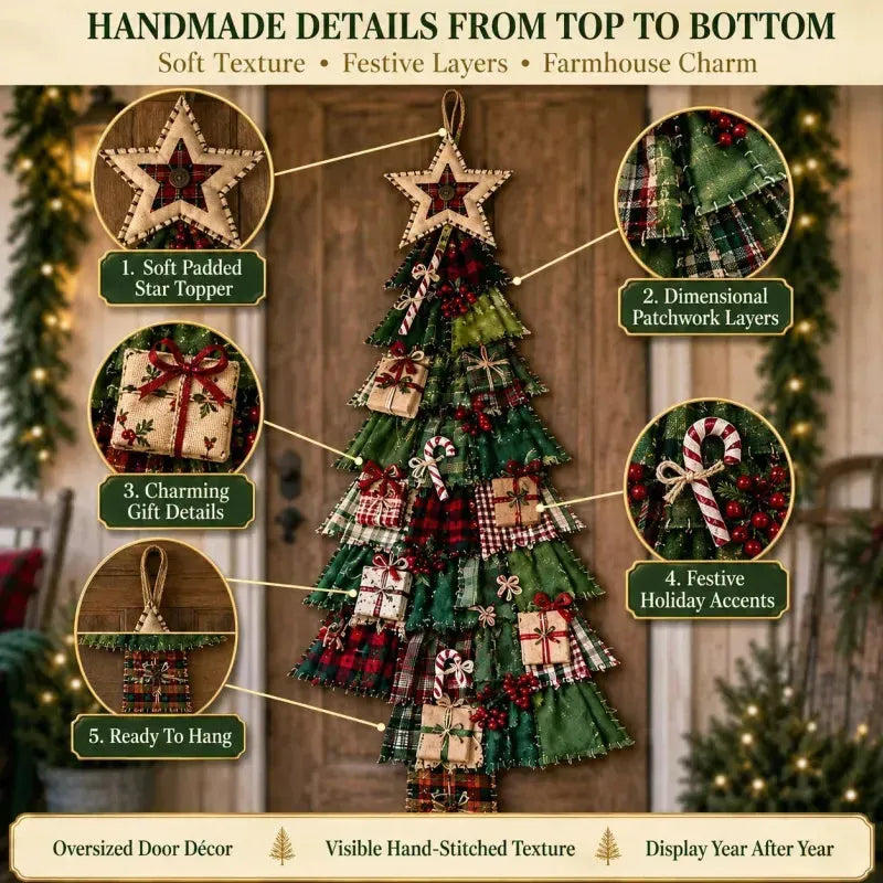 🎄 DIY-Patchwork-Weihnachtsbaum-Türschmuck | Rustikale Weihnachtsdekoration
