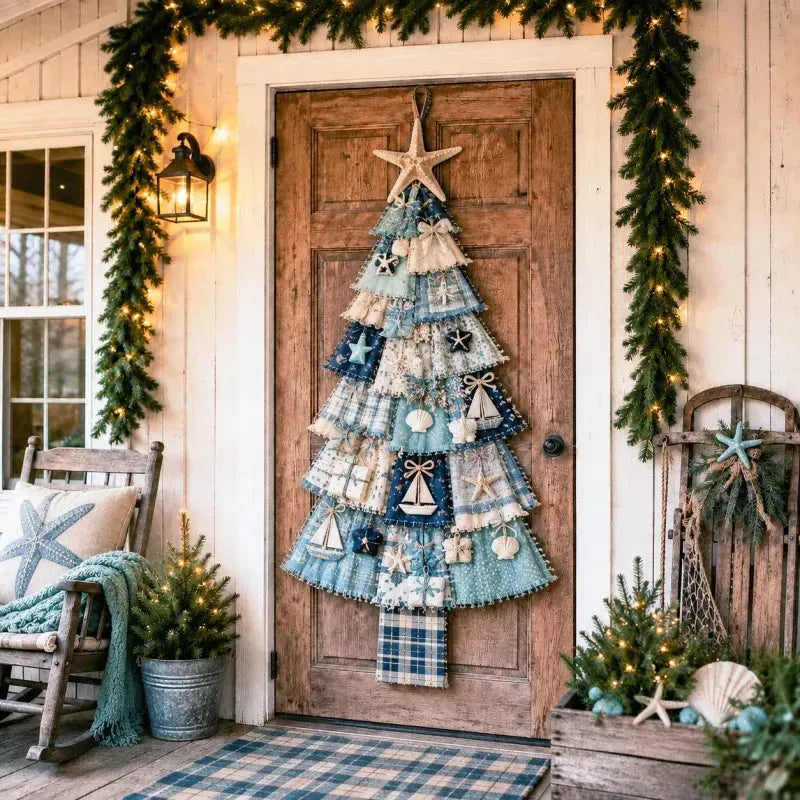 🎄 DIY-Patchwork-Weihnachtsbaum-Türschmuck | Rustikale Weihnachtsdekoration