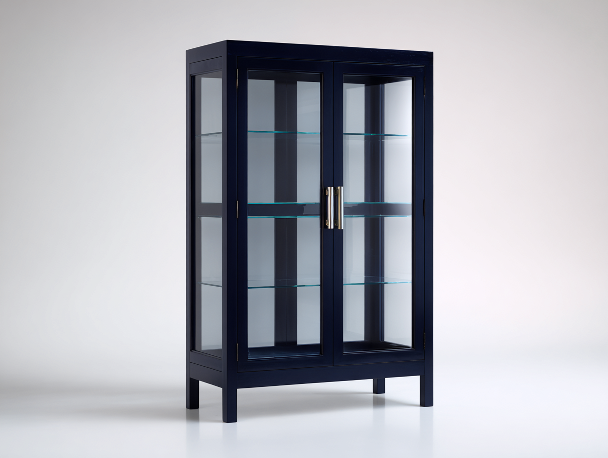 Vetrina-legno-vetro-metallo-100x41x145 cm-blu notte-stile moderno-Lidoriadecor
