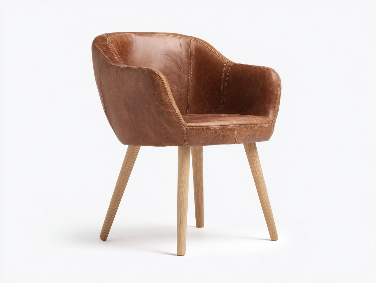 Sedia da pranzo - similpelle-legno - 57x54x77 cm - marrone - moderno-Lidoriadecor