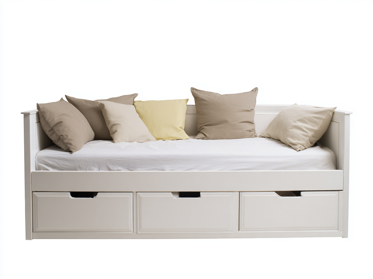 Divano letto - legno-MDF - 209x96x80 cm - bianco avorio - stile classico-Lidoriadecor