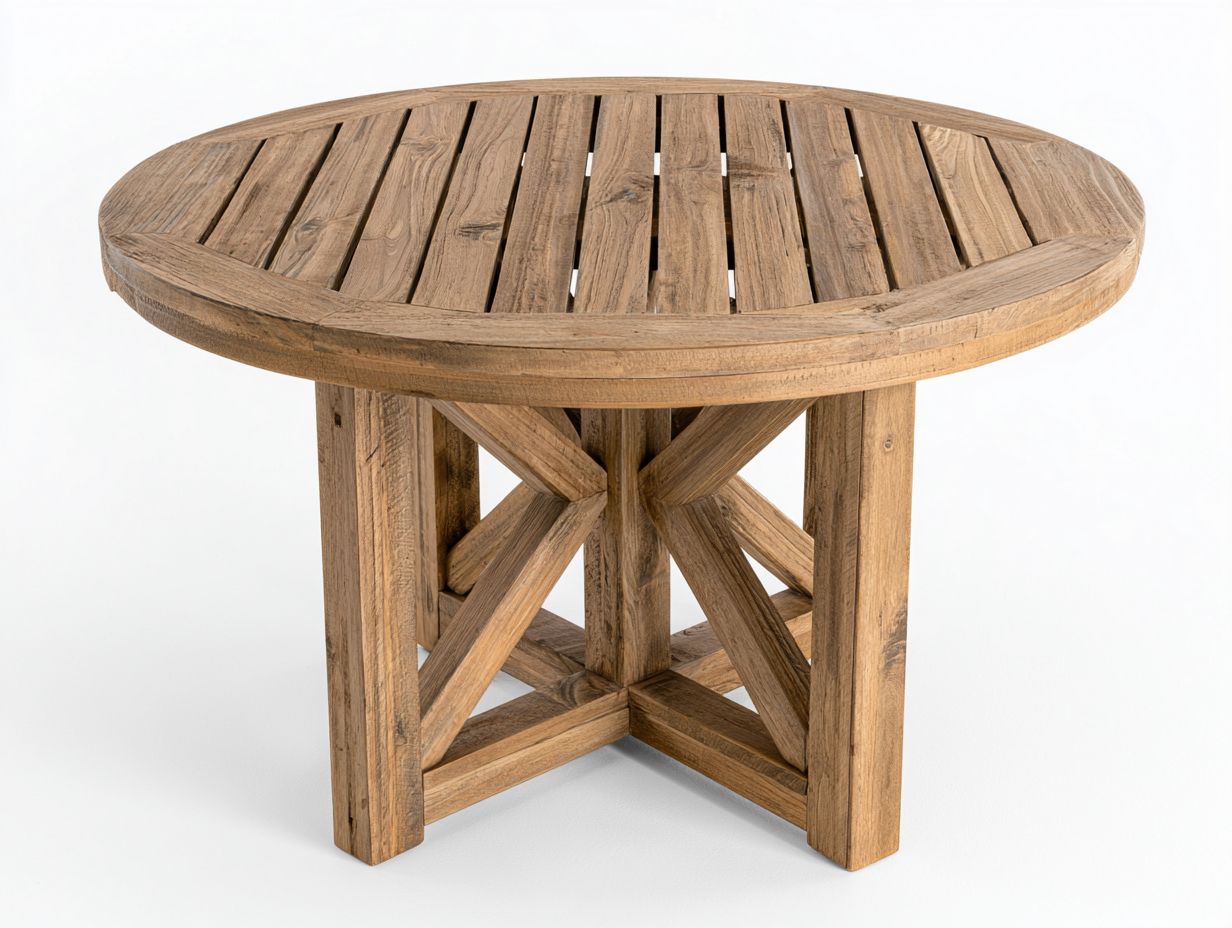 Tavolo da giardino - legno - 115x115x75 cm - naturale - rustico-Lidoriadecor
