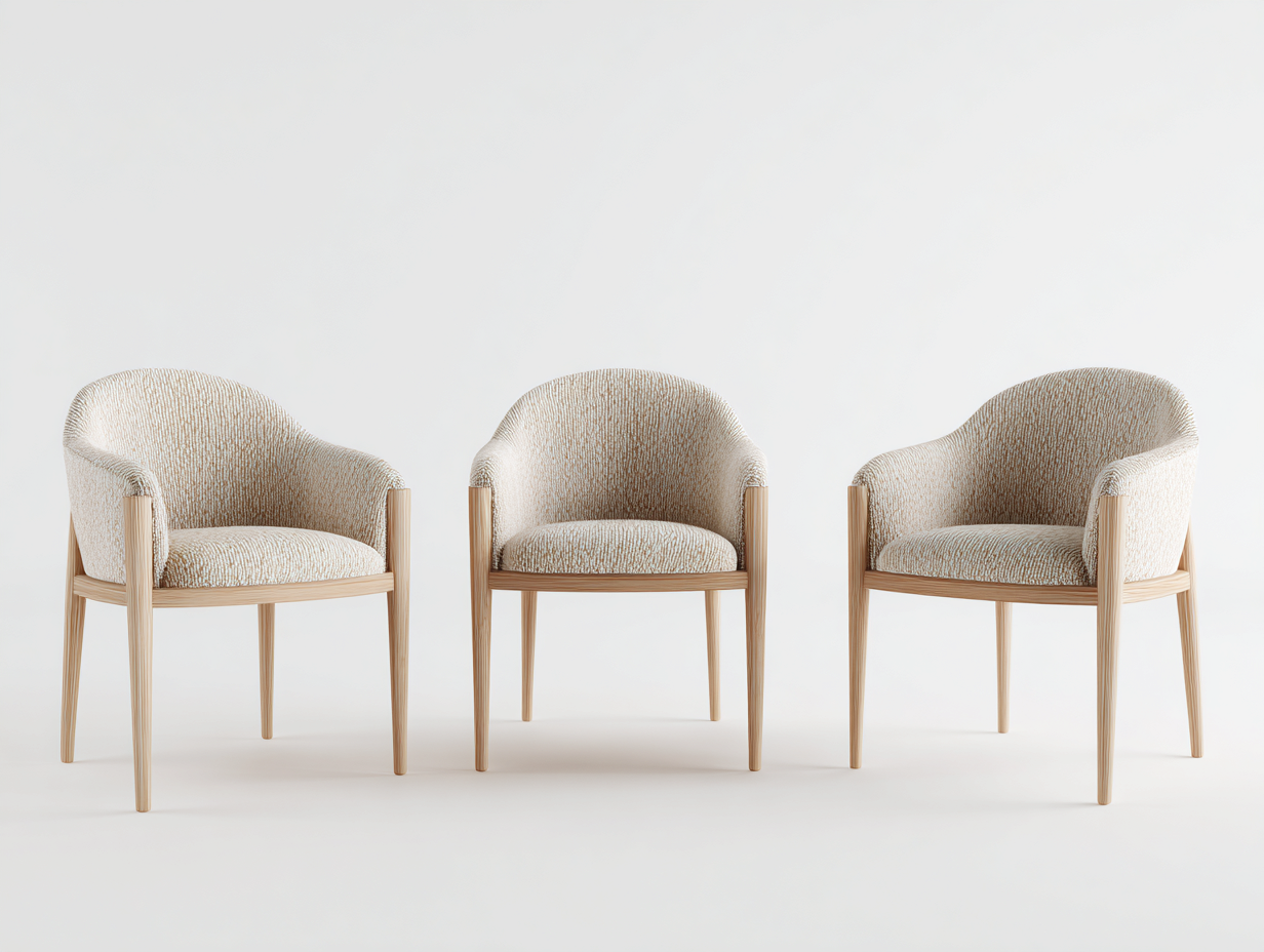 Sedia da pranzo - tessuto-legno - 61x57x77 cm - beige - nordico-Lidoriadecor