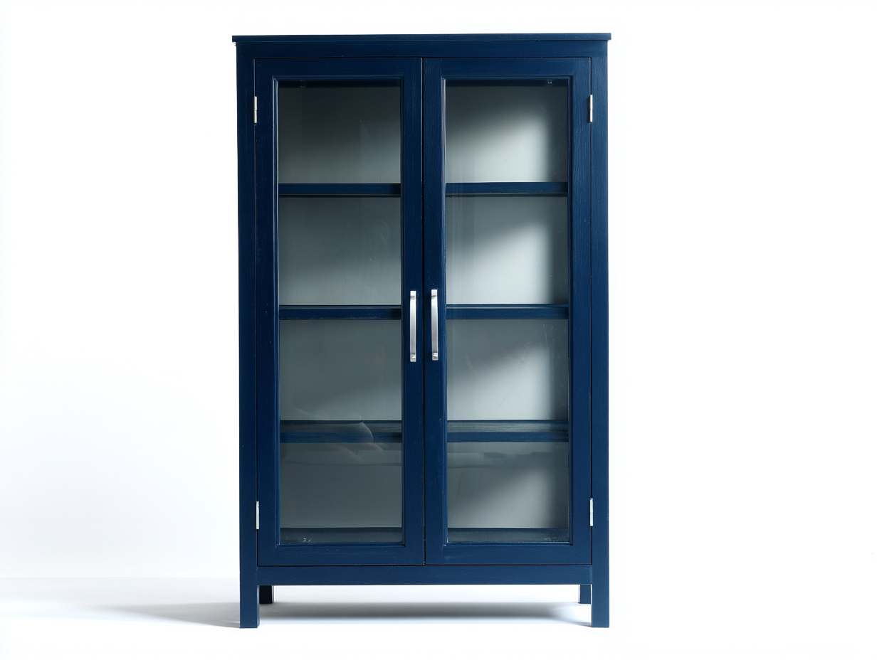 Vetrina-legno-vetro-metallo-94x39x152 cm-blu notte-stile moderno-Lidoriadecor
