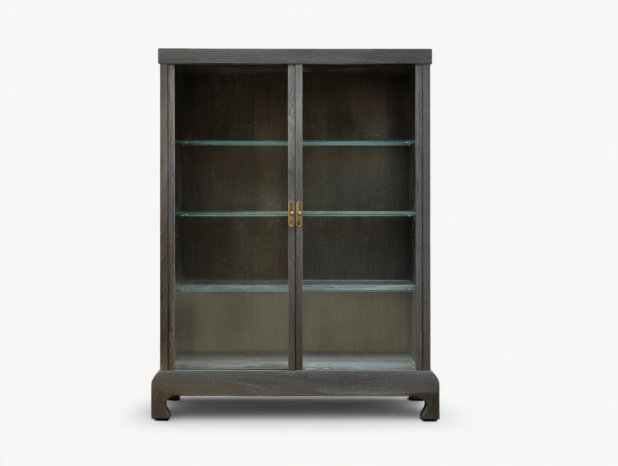 Vetrina-legno-vetro-metallo-108x40x132 cm-grigio fumo-stile classico moderno-Lidoriadecor