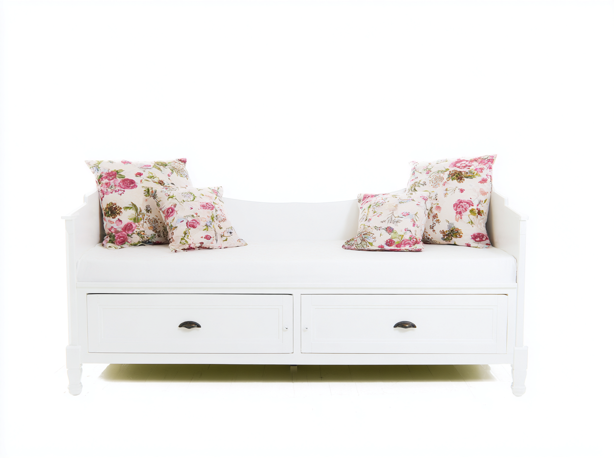 Divano letto - legno-MDF-tessuto - 206x94x80 cm - bianco - stile classico-Lidoriadecor