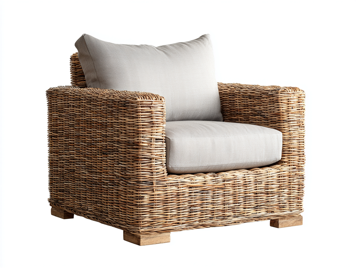 Poltrona da giardino - Rattan-legno-tessuto - 109x93x77 cm - Miele-Beige - Rustico-Lidoriadecor