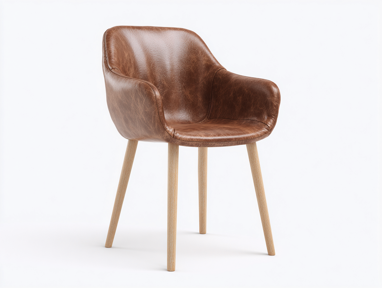 Sedia da pranzo - similpelle-legno - 60x56x80 cm - marrone - contemporaneo-Lidoriadecor