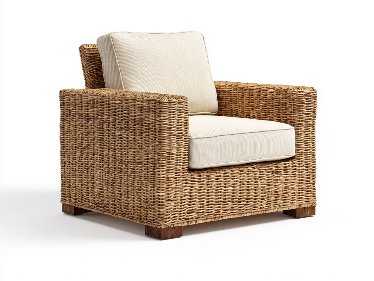 Poltrona da giardino - Rattan-legno-tessuto - 110x93x78 cm - Miele-Crema - Rustico-Lidoriadecor