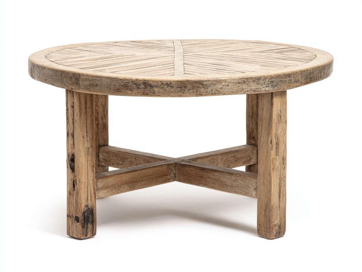 Tavolo da giardino - legno - 110x110x74 cm - naturale - vintage-Lidoriadecor
