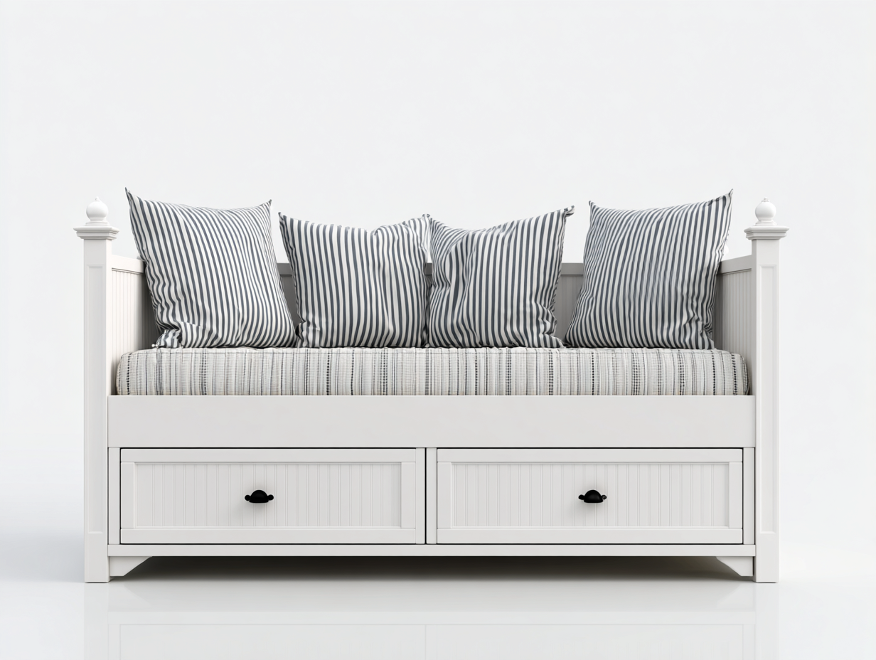 Divano letto - legno-MDF-tessuto - 211x97x85 cm - bianco-blu scuro - stile classico-Lidoriadecor
