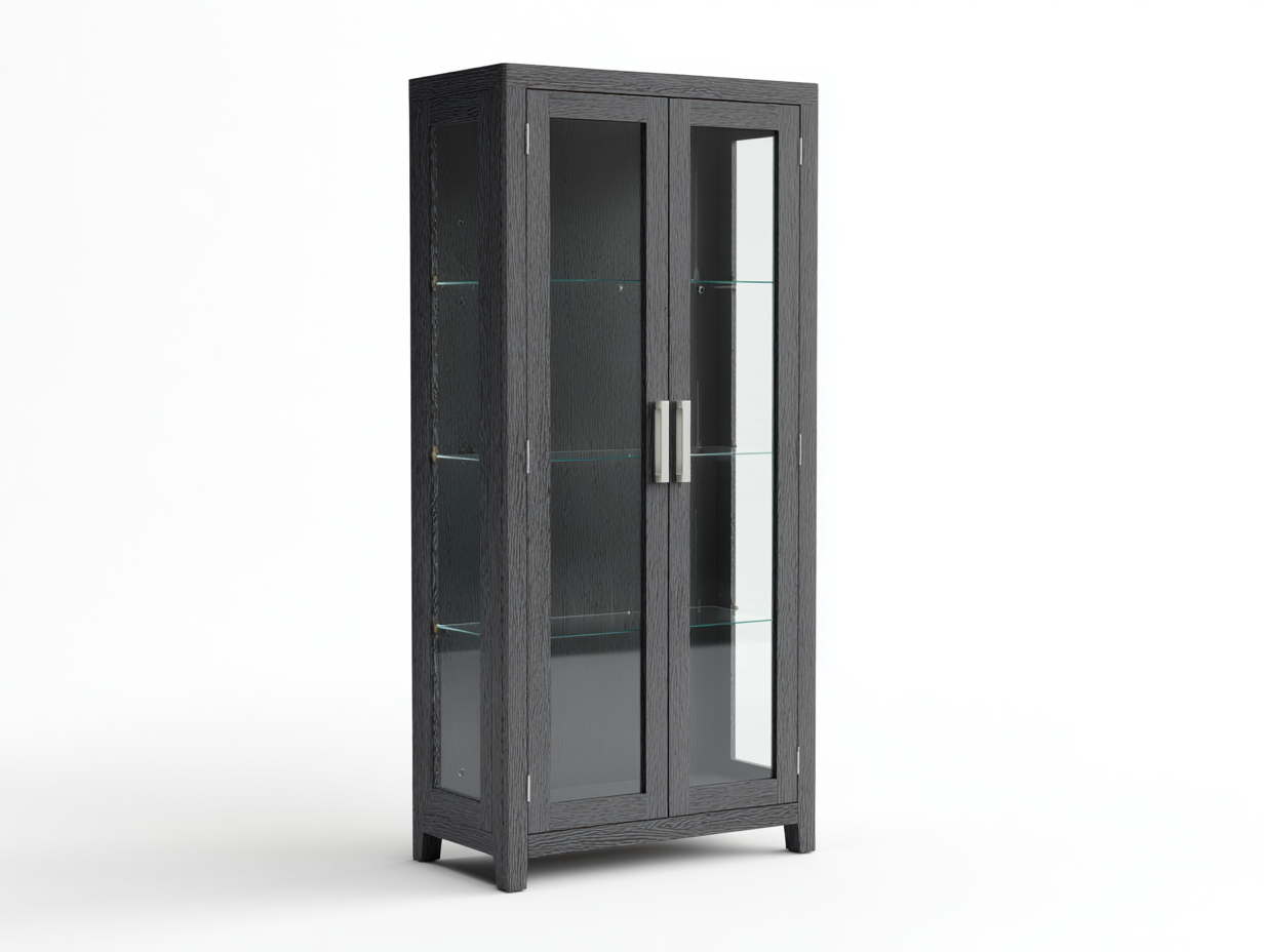 Vetrina-legno-vetro-metallo-82x36x144 cm-grigio ardesia-stile moderno-Lidoriadecor