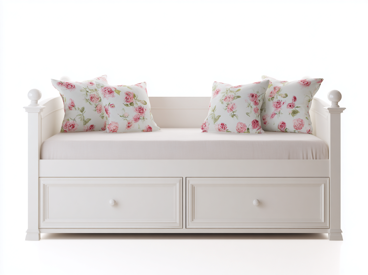Divano letto - legno-MDF-tessuto - 208x95x82 cm - bianco-panna - stile classico-Lidoriadecor