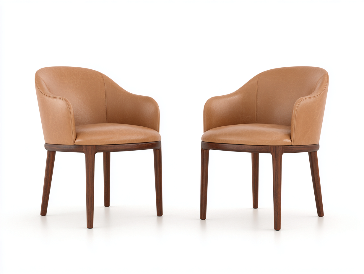 Sedia da pranzo-similpelle-legno-58x56x78 cm-marrone chiaro-noce-moderno-Moriavaroom
