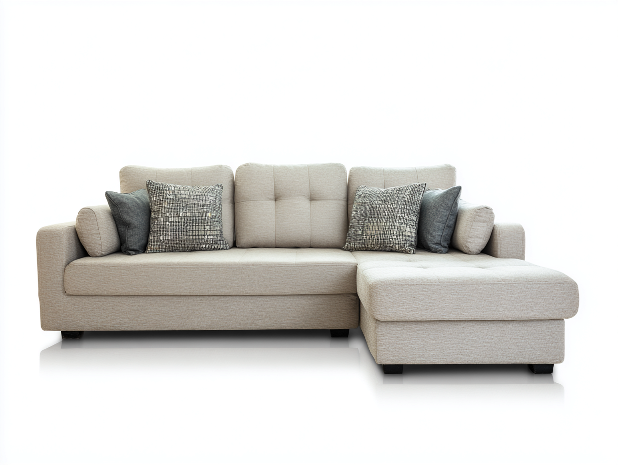 Divano angolare - tessuto-legno - 288x170x80 cm - beige - moderno-Moriavaroom