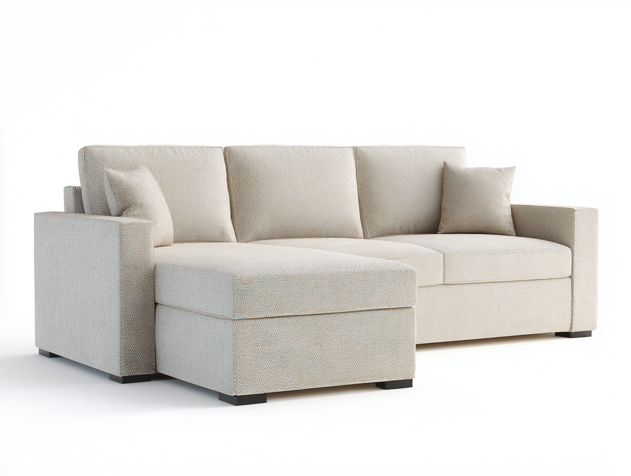 Divano angolare - tessuto-legno - 295x168x82 cm - beige - contemporaneo-Moriavaroom