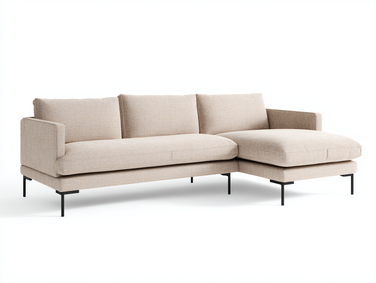 Divano angolare - tessuto-metallo - 286x166x79 cm - beige - moderno-Moriavaroom