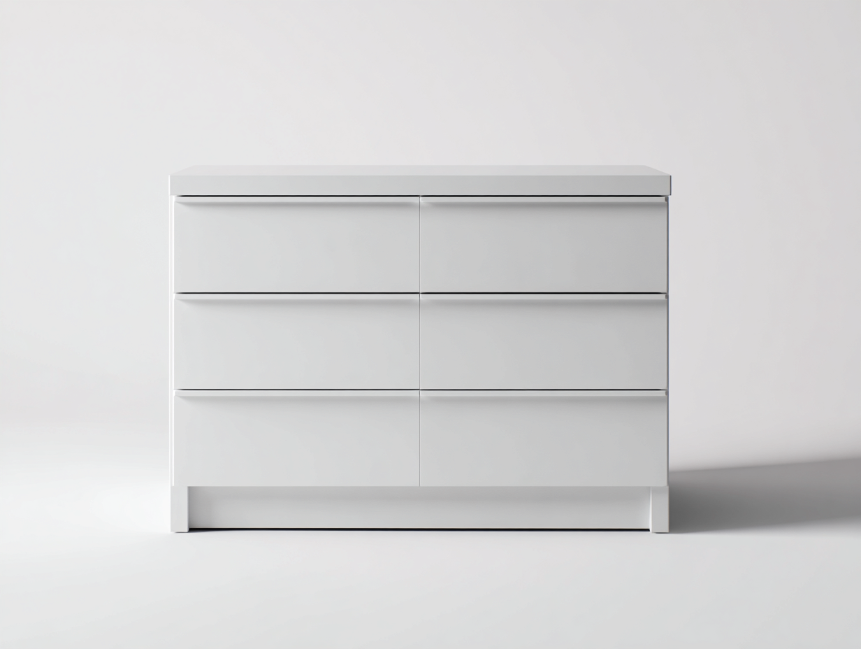 Cassettiera - Legno ingegnerizzato - 112x42x76 cm - Bianco - Stile minimalista-Namilyabode