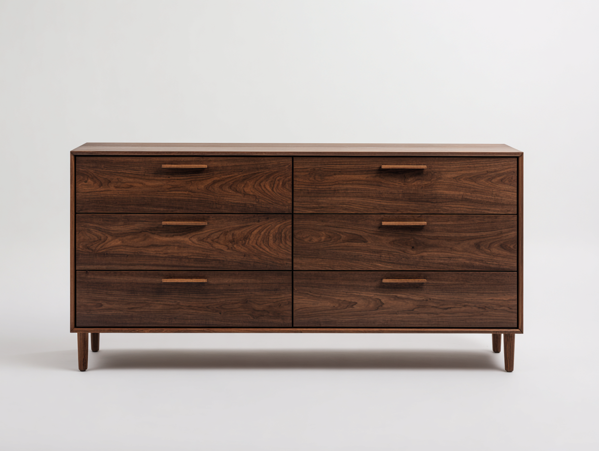 Cassettiera - Legno - 142x45x82 cm - Marrone scuro - Stile moderno naturale-Namilyabode