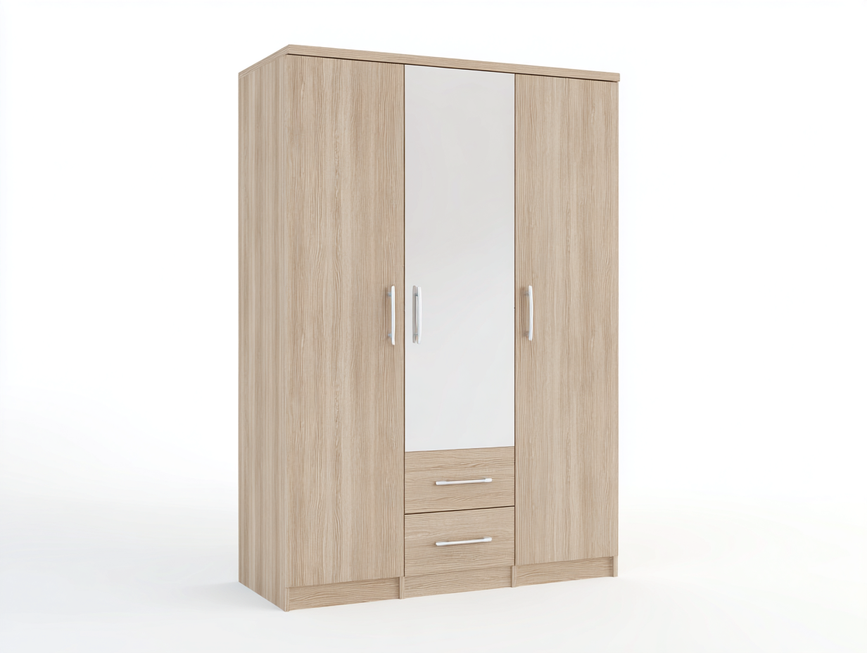 Armadio-legno ingegnerizzato-legno massello di pino-140x200x55 cm-Rovere naturale chiaro-Moderno-Namilyabode