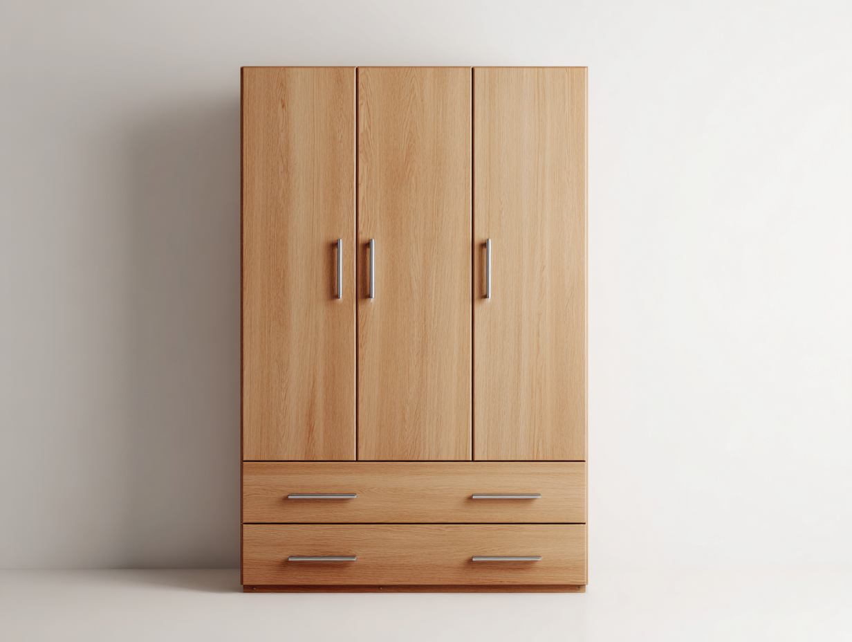 Armadio-legno ingegnerizzato-legno massello di pino-132x195x56 cm-Rovere naturale chiaro-Moderno-Namilyabode