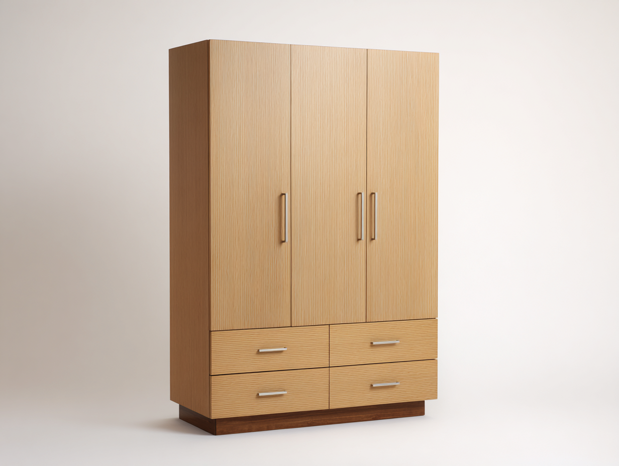 Armadio-legno ingegnerizzato-legno massello di pino-160x200x55 cm-Rovere naturale chiaro-Moderno-Namilyabode