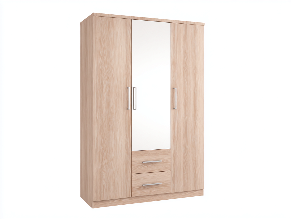 Armadio-legno ingegnerizzato-legno massello di pino-135x200x55 cm-Rovere naturale chiaro-Moderno-Namilyabode