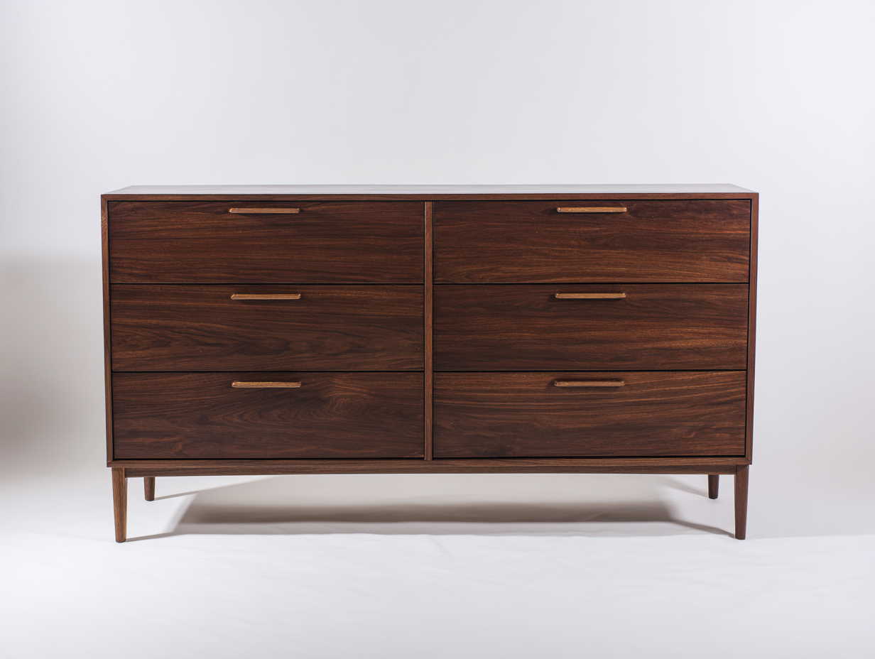 Cassettiera - Finitura legno - 144x45x83 cm - Marrone noce - Stile moderno naturale-Namilyabode