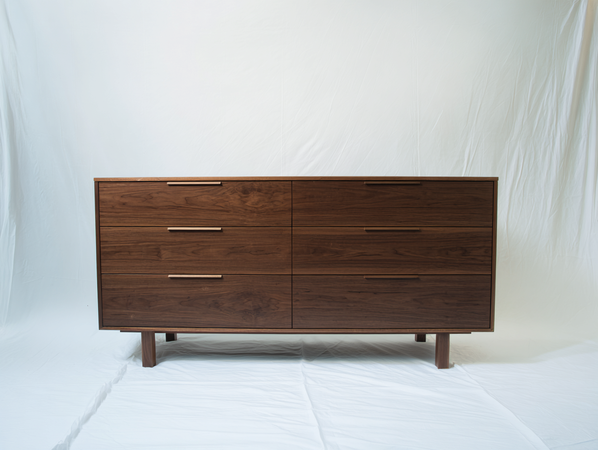 Cassettiera - Finitura legno - 146x46x81 cm - Marrone noce - Stile moderno naturale-Namilyabode