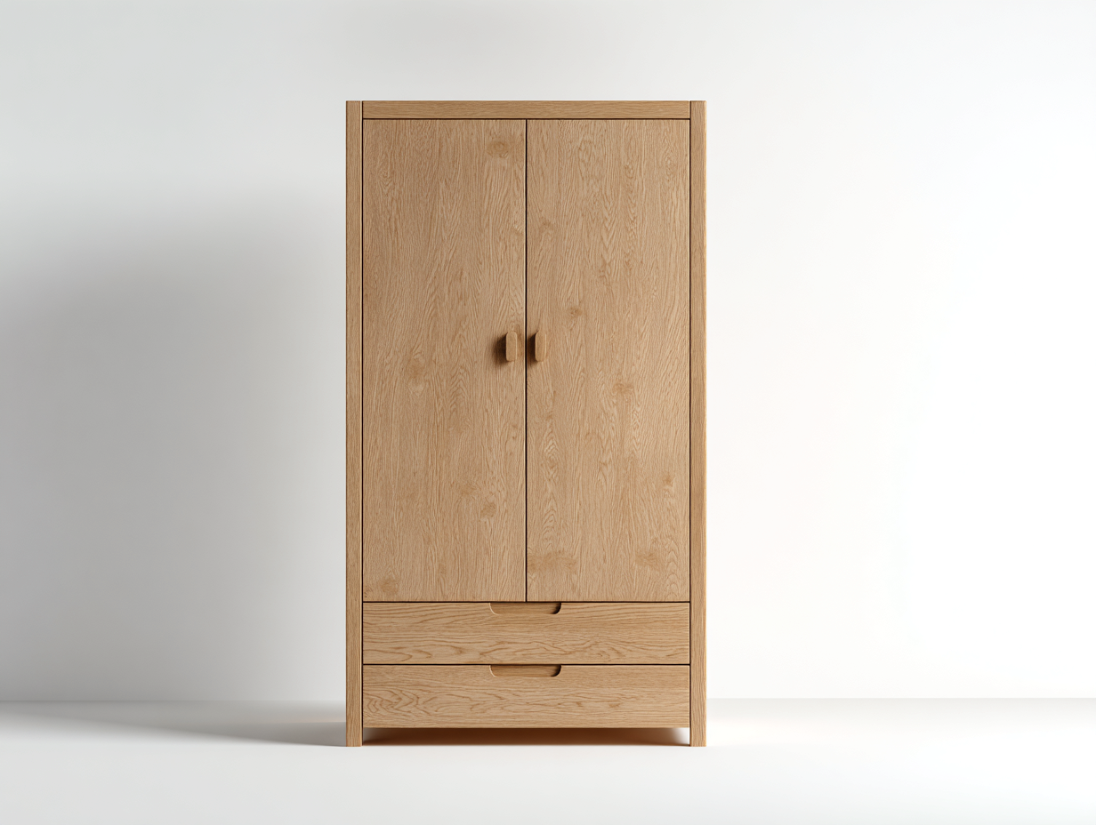 Armadio-legno ingegnerizzato-legno massello di pino-95x175x45 cm-Rovere naturale chiaro-Moderno-Namilyabode