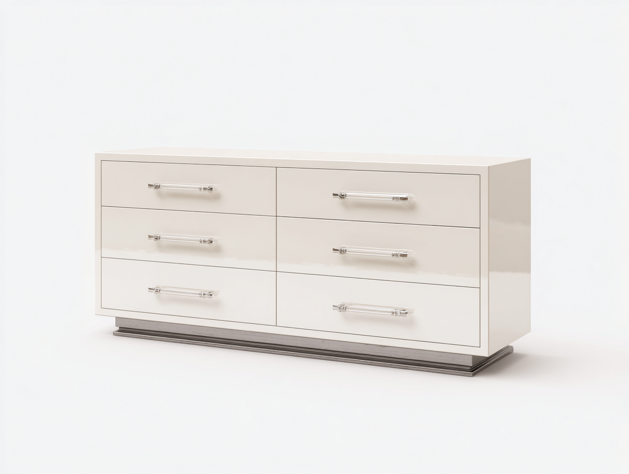 Cassettiera - Legno ingegnerizzato - 122x46x72 cm - Bianco avorio - Stile moderno-Namilyabode