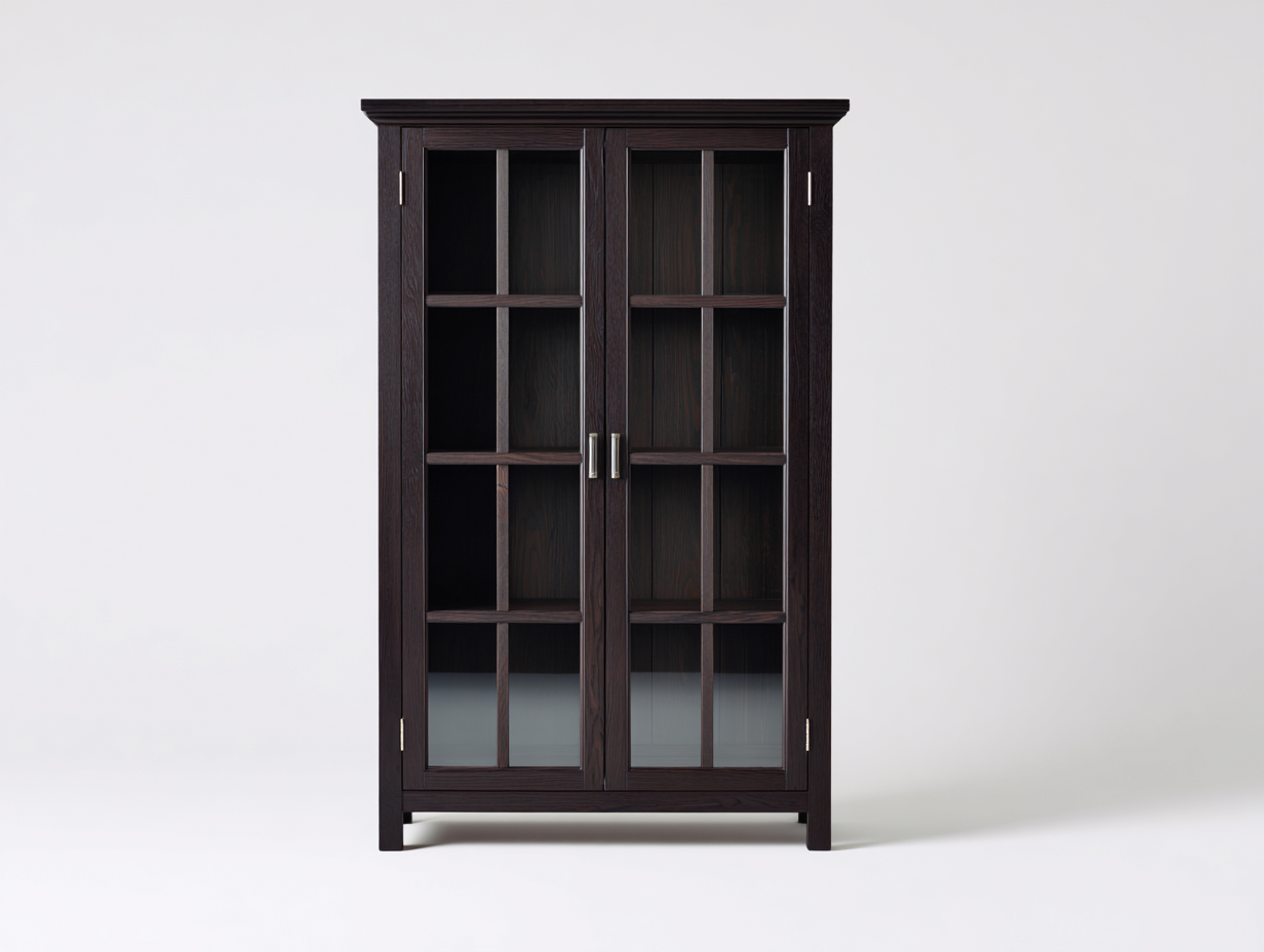 Vetrina-legno-vetro-98x37x158 cm-marrone espresso-trasparente-stile classico-Namilyabode